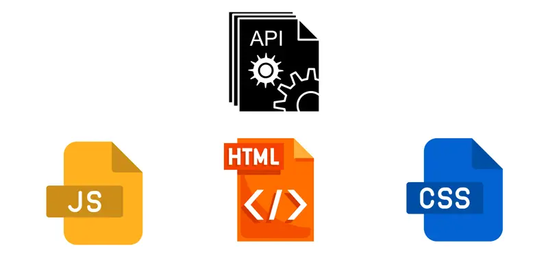 API, JS, HTML5, CSS pictogram